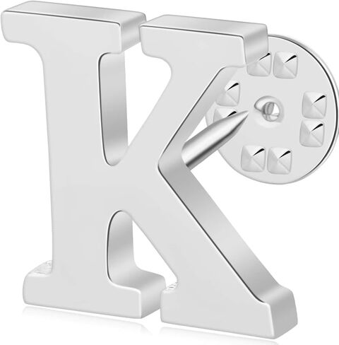 Initial Letter Lapel Pins for Men Women Personalized Name Brooch Pins for Men Suits Hats Metal Button Pins Silver A-Z in Saudi Arabia