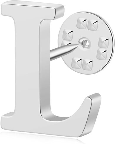 Initial Letter Lapel Pins for Men Women Personalized Name Brooch Pins for Men Suits Hats Metal Button Pins Silver A-Z in Saudi Arabia