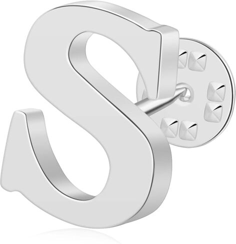 Initial Letter Lapel Pins for Men Women Personalized Name Brooch Pins for Men Suits Hats Metal Button Pins Silver A-Z in Saudi Arabia