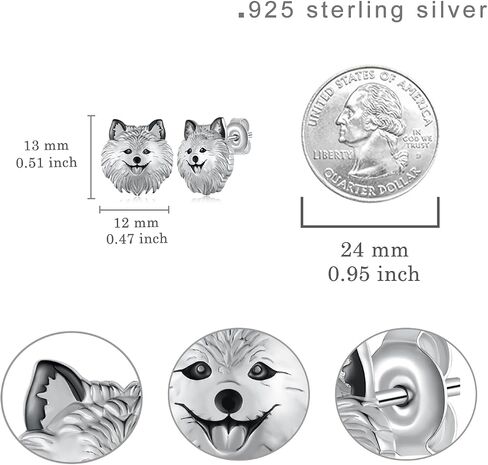 Corgi Earrings/Pomeranian Earrings/West Highland White Terrier Earrings/Yorkie Earrings/German Shepherd Earrings/Sheltie Earrings 925 Sterling Silver Dog Earrings Puppy Earring Animal Stud Earrings Jewelry Gift for Women Girl in Saudi Arabia