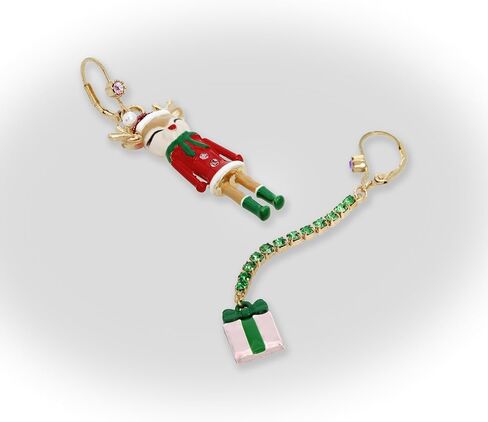 أقراط Betsey Johnson النسائية Jingle Bell Bling Christmas Reindeer وأقراط غير متطابقة in Saudi Arabia