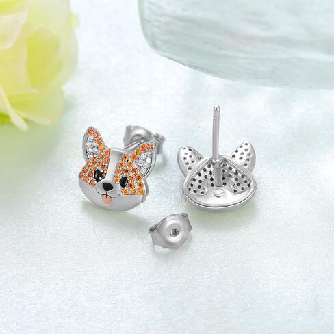 Corgi Earrings/Pomeranian Earrings/West Highland White Terrier Earrings/Yorkie Earrings/German Shepherd Earrings/Sheltie Earrings 925 Sterling Silver Dog Earrings Puppy Earring Animal Stud Earrings Jewelry Gift for Women Girl in Saudi Arabia