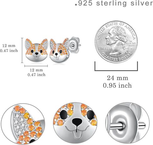 Corgi Earrings/Pomeranian Earrings/West Highland White Terrier Earrings/Yorkie Earrings/German Shepherd Earrings/Sheltie Earrings 925 Sterling Silver Dog Earrings Puppy Earring Animal Stud Earrings Jewelry Gift for Women Girl in Saudi Arabia