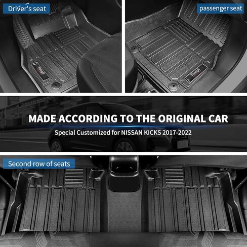 Floor Mats 2 Row and Trunk Cargo Liner Set Black Compatible for 2018-2024 2025 Nissan Kicks All Weather Rubber Protection Mat in Kuwait