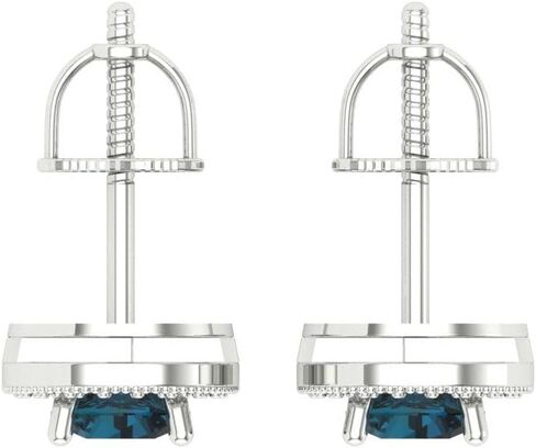 1.18Ct Round Cut Halo Studs - Natural London Blue Topaz - 14k Rose Gold - Desginer Affordable Earrings Screw back in Saudi Arabia