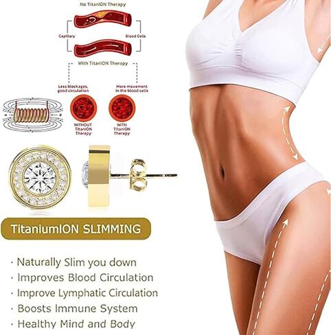 أقراط علم المغناطيسية اللمفاوية للنساء، هالولوكس العلاج اللمفاوي الجرمانيوم للصرف بالأشعة تحت الحمراء خرزة الأيونات السالبة الليمفاوية للتخلص من السموم أقراط دائرية من حجر الراين هدية مجوهرات in Kuwait