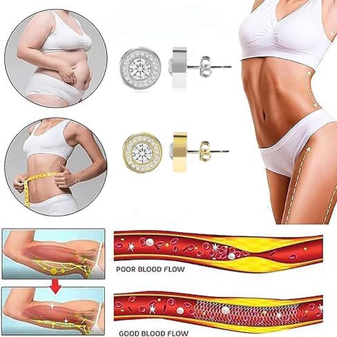 أقراط علم المغناطيسية اللمفاوية للنساء، هالولوكس العلاج اللمفاوي الجرمانيوم للصرف بالأشعة تحت الحمراء خرزة الأيونات السالبة الليمفاوية للتخلص من السموم أقراط دائرية من حجر الراين هدية مجوهرات in Kuwait