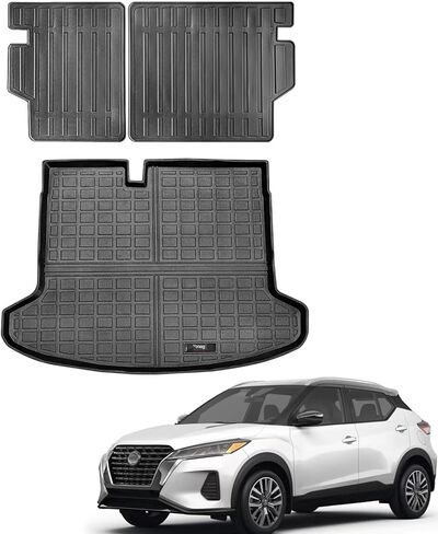 Floor Mats 2 Row and Trunk Cargo Liner Set Black Compatible for 2018-2024 2025 Nissan Kicks All Weather Rubber Protection Mat in Kuwait