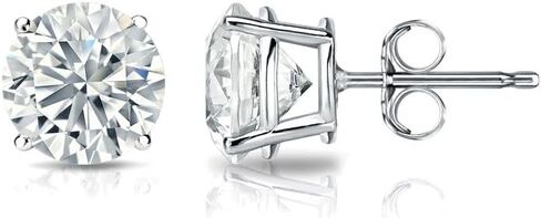 925 Sterling Silver Diamond Simulated Cubic Zirconia Round Stud Earrings 2.3 to 7 mm in Diameter, 4-Prong Basket Push Back by Diamond Wish in Saudi Arabia
