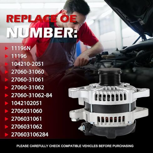 Alternator Compatible with 2003-2007 Accord 2003-2009 Element 2006-2010 Civic 2007-2009 CR-V Replacement for 13980 11503 31100-RTA-033 in Kuwait