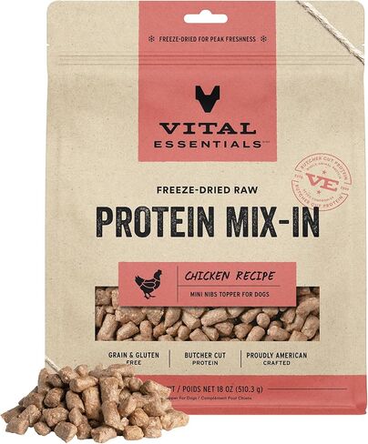 Vital Essentials Freeze Dried Dog Food Toppers, Raw Rabbit Mini Nibs Topper for Dogs 18 oz in Saudi Arabia