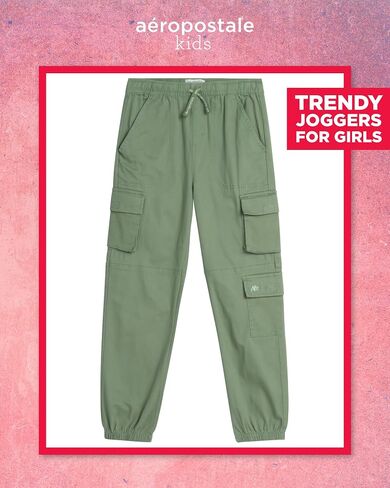 AEROPOSTALE Girls' Pants - Casual Twill Cargo Joggers with Adjustable Elastic Waistband - Baggy Cargo Pants for Girls (7-16) in Saudi Arabia