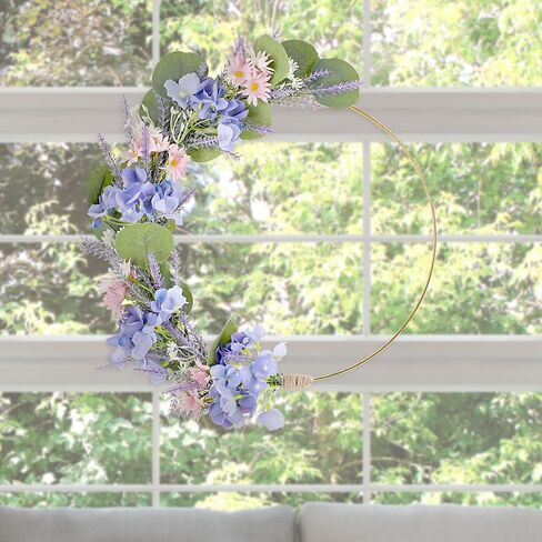 Yellow Forsythia Wreath for Front Door - 12 Inch Door Wreath for Spring Home Decor Porch, Wreaths for Farmhouse Wall Windows Floral Decorations Indoor Outdoor in Saudi Arabia