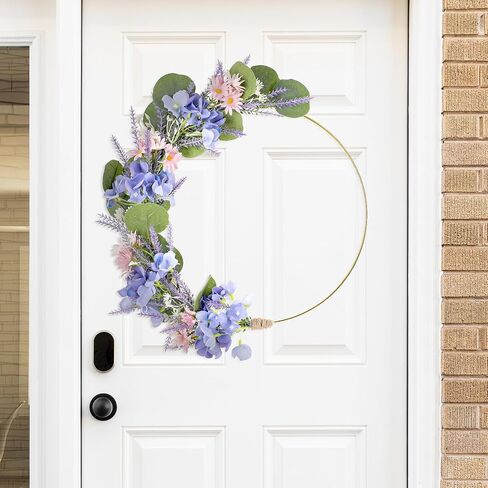 Yellow Forsythia Wreath for Front Door - 12 Inch Door Wreath for Spring Home Decor Porch, Wreaths for Farmhouse Wall Windows Floral Decorations Indoor Outdoor in Saudi Arabia