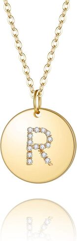 EleQueen 925 Sterling Silver Initial Necklace Gold Plated CZ Personalized 26 Alphabet Letter Pendant Jewelry for Women, Valentine's Day/Mother's Day/Christmas Jewelry Gift for Wife/Mom in Saudi Arabia