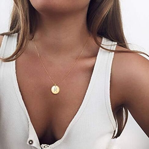 EleQueen 925 Sterling Silver Initial Necklace Gold Plated CZ Personalized 26 Alphabet Letter Pendant Jewelry for Women, Valentine's Day/Mother's Day/Christmas Jewelry Gift for Wife/Mom in Saudi Arabia