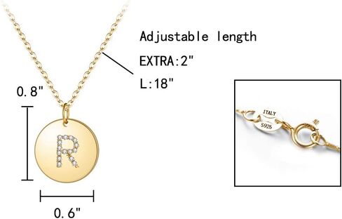 EleQueen 925 Sterling Silver Initial Necklace Gold Plated CZ Personalized 26 Alphabet Letter Pendant Jewelry for Women, Valentine's Day/Mother's Day/Christmas Jewelry Gift for Wife/Mom in Saudi Arabia