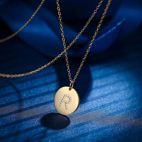 EleQueen 925 Sterling Silver Initial Necklace Gold Plated CZ Personalized 26 Alphabet Letter Pendant Jewelry for Women, Valentine's Day/Mother's Day/Christmas Jewelry Gift for Wife/Mom in Saudi Arabia
