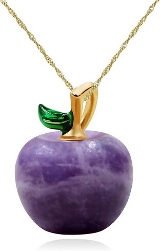 Uloveido Cute Apple-Shaped Necklace Semi Precious Stone Fruit Apple Pendant Necklace for Her in Kuwait