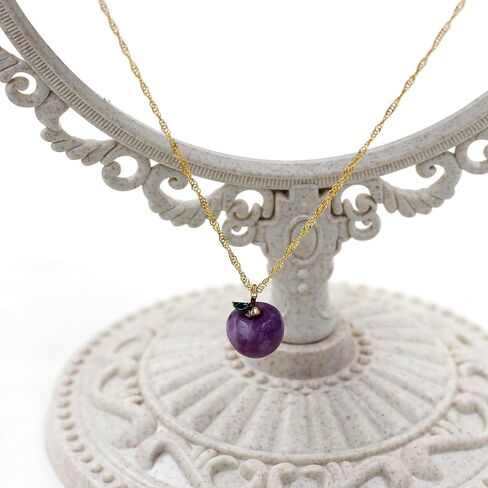 Uloveido Cute Apple-Shaped Necklace Semi Precious Stone Fruit Apple Pendant Necklace for Her in Kuwait