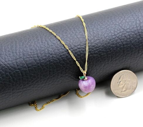 Uloveido Cute Apple-Shaped Necklace Semi Precious Stone Fruit Apple Pendant Necklace for Her in Kuwait