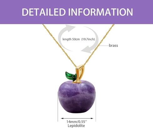 Uloveido Cute Apple-Shaped Necklace Semi Precious Stone Fruit Apple Pendant Necklace for Her in Kuwait