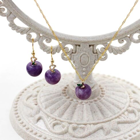 Uloveido Cute Apple-Shaped Necklace Semi Precious Stone Fruit Apple Pendant Necklace for Her in Kuwait