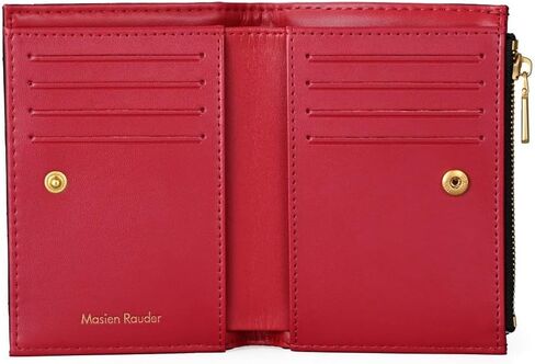Slim Bi-fold Checkered Quilted Leather Wallet | Classic Minimalist Style w. ID Window/Card Slot/Bill Holder/Zip Coin Pocket for Women (Cream Quilted) in Saudi Arabia