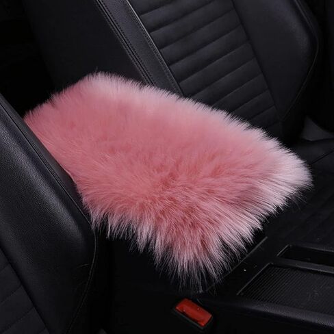 LUOYOYY Fluffy Auto Center Console Cover Warm Winter Fuzzy Center Console Accessories Vehicle Center Console Arm Rest Seat Box Pad Cover Fur Soft Furry Armrest Cover for for Most Car (Grey) in Kuwait