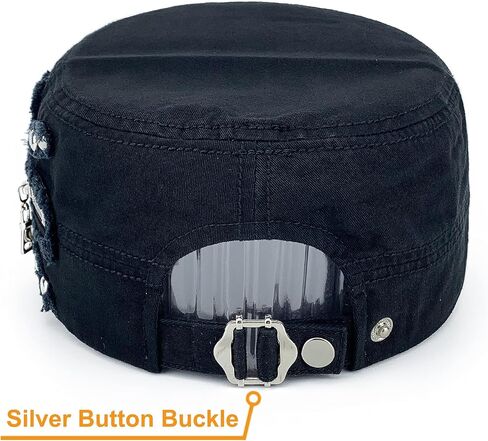 Women Soft Washed Cotton Zip Cadet Army Cap Adjustable Military Hat Flat Top Baseball Sun Cap Zipper Stud in Kuwait