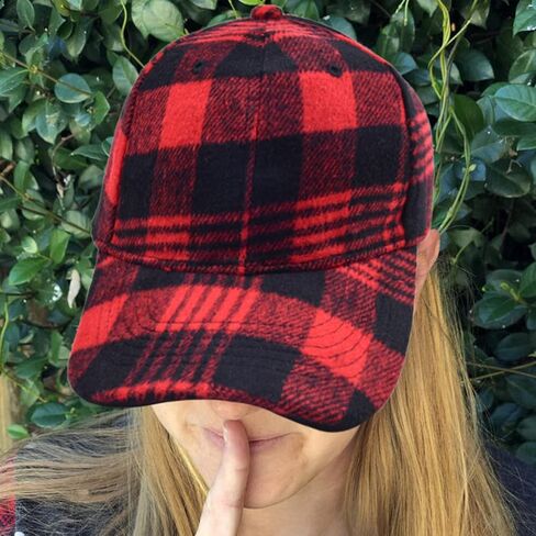 Womens Buffalo-Check Ball-Cap Red-Black-Plaid Baseball-Hat in Saudi Arabia