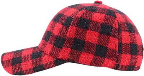 Womens Buffalo-Check Ball-Cap Red-Black-Plaid Baseball-Hat in Saudi Arabia