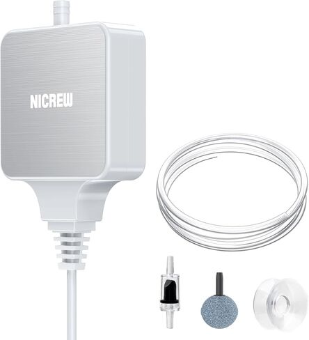 NICREW Nano Silent Aquarium Air Pump, Aquarium Aerator with Accessories for Up to 10 Gallon Fish Tank, Super Quiet, 0.3 L/min, 1.5 Watts in Kuwait