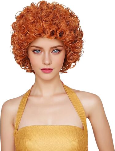 Elaine Fluffy Curly Short Wig Synthetic Party Halloween Cosplay Costume Wigs for Women (Orange Red) in Saudi Arabia