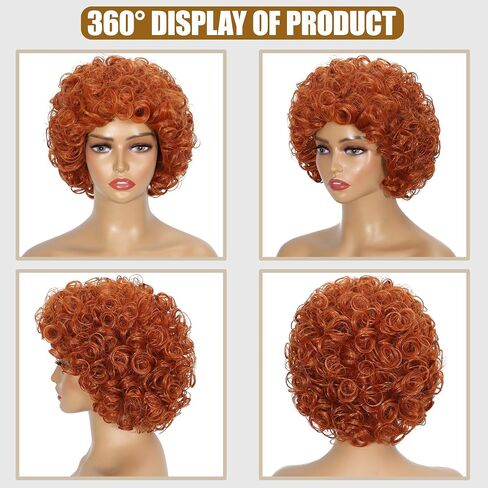 Elaine Fluffy Curly Short Wig Synthetic Party Halloween Cosplay Costume Wigs for Women (Orange Red) in Saudi Arabia