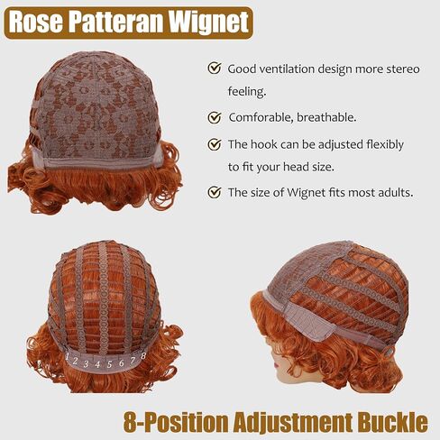 Elaine Fluffy Curly Short Wig Synthetic Party Halloween Cosplay Costume Wigs for Women (Orange Red) in Saudi Arabia