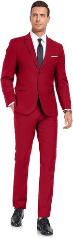 Mens Suit Slim Fit 2 Pieces Two Button Business Suit for Men Casual Wedding Suit Blazer Pants Set Prom Tuxedo in Saudi Arabia
