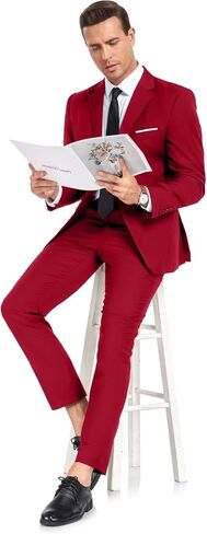 Mens Suit Slim Fit 2 Pieces Two Button Business Suit for Men Casual Wedding Suit Blazer Pants Set Prom Tuxedo in Saudi Arabia