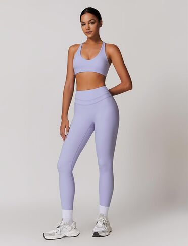 Womens Workout Sets Adjustable Straps Sports Bras and High Waist Leggings Sets Pilates 2 Piece Outfits for Women in Kuwait
