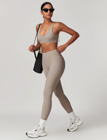 Womens Workout Sets Adjustable Straps Sports Bras and High Waist Leggings Sets Pilates 2 Piece Outfits for Women in Kuwait