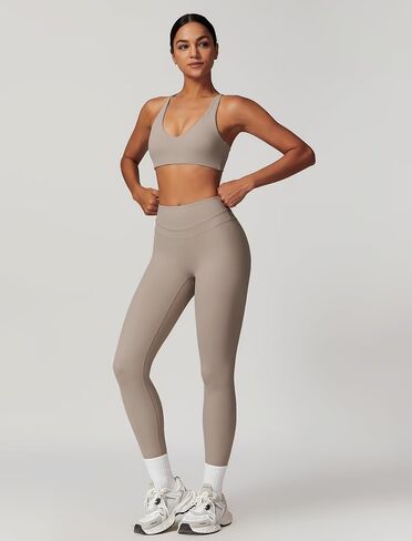 Womens Workout Sets Adjustable Straps Sports Bras and High Waist Leggings Sets Pilates 2 Piece Outfits for Women in Kuwait