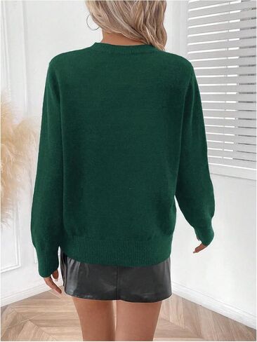 MakeMeChic Women's Bow Sweater Sequin Long Sleeve Crew Neck Knitted Fall Sweaters in Saudi Arabia