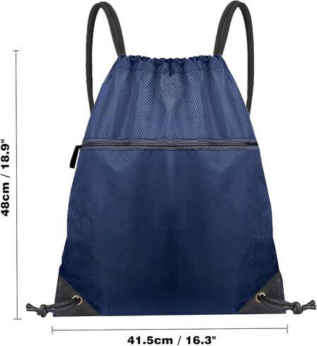 2 Pack Drawstring Backpack Bag, Waterproof Gym Drawstring Bags, Draw String Back Pack with Pockets, Cinch Bags Drawstring with Zipper, Travel Beach Bag for Men Women Gym Sports (Black) in Saudi Arabia