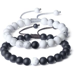His and Hers Onyx Stone Couple Bracelets