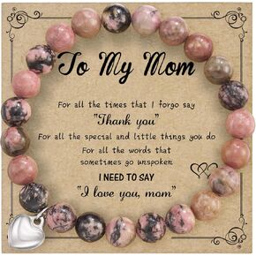 Vanleonet Christmas Gifts for Mom from Daughter Son, Natural Stone Bracelet for Mom Grandma Aunt Nana Boyfriend Mom