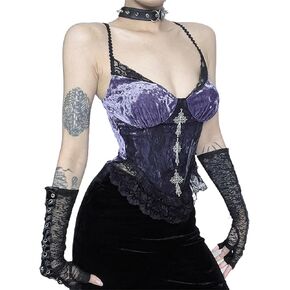 Goth Crop Tank Top for Women Y2k Harajuku Summer Rave Punk Going Out