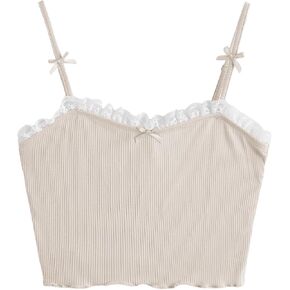 Milumia المرأة الدانتيل تقليم المحاصيل كامي القمم Bowknot Coquette بروتيل