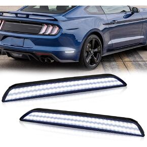 D-Lumina LED Side Marker Lights White for Fo-rd Mustang 2015-2023, Smoked Lens Rear Fender Side Markers, Driver & Passenger Side Bumper Lights, Pack of 2