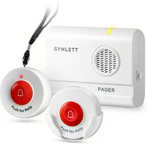 Caregiver Pager Wireless Nurse Call Button for Elderly Monitoring SOS Alert System Portable Alarm Call Bell for Home Care Seniors Patients Emergency 3 Call Buttons 2 Pagers