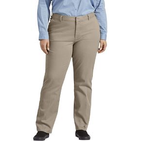 Dickies Women's Size Perfect Shape Straight Twill Pant-Plus, Rinsed Oxford Stone, 18W